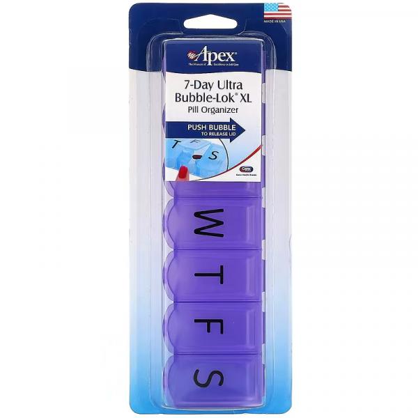 Контейнер для таблеток на 7 днів, Ultra Bubble-Lok, XL, Apex, 1 шт. - Фото 2