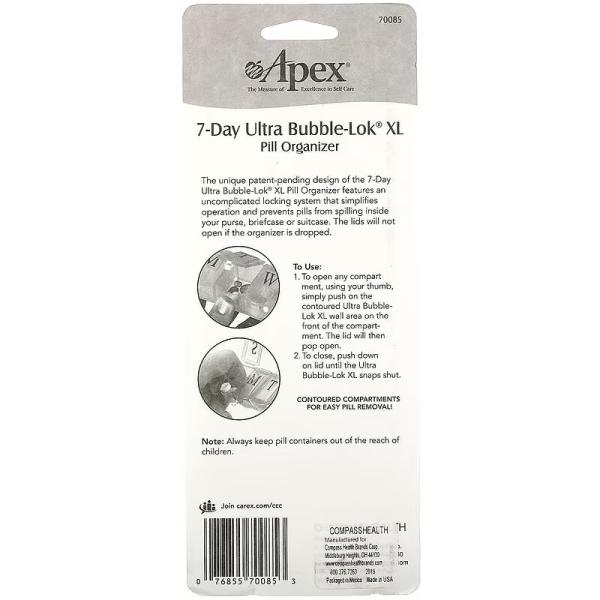 Контейнер для таблеток на 7 днів, Ultra Bubble-Lok, XL, Apex, 1 шт. - Фото 3