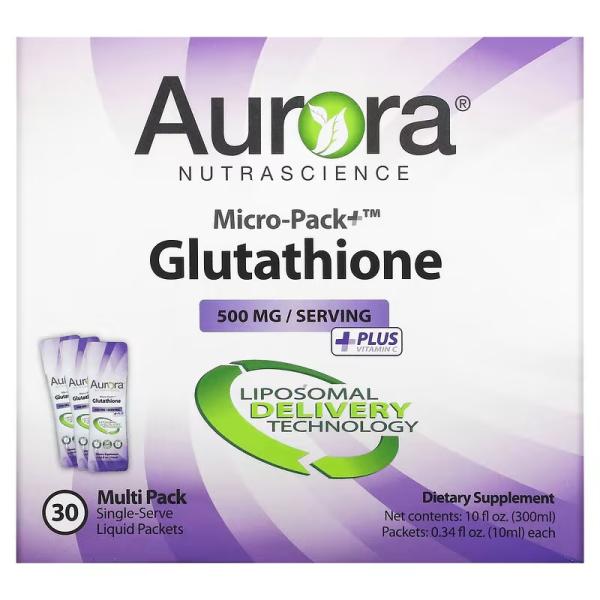 Глутатион, Micro-Pack Glutathione, Aurora Nutrascience, 500 мг, 30 пакетиков по 10 мл - Фото 1