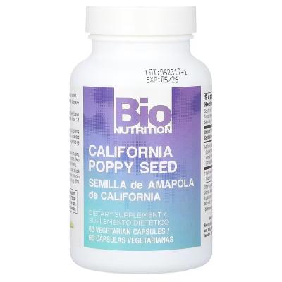 Калифорнийский мак, California Poppy Seed, Bio Nutrition, 500 мг, 60 вегетарианских капсул