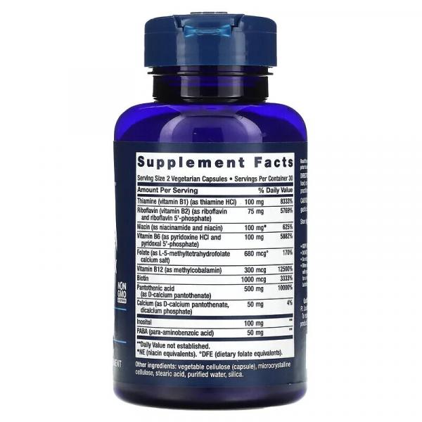 Биоактивный комплекс витаминов группы B, BioActive Complete B-Complex, Life Extension, 60 вегетарианских капсул - Фото 2