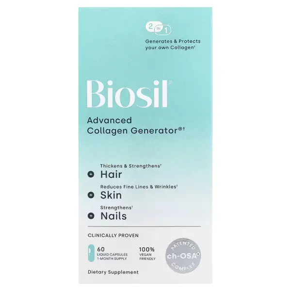 Биосил, Средство для стимулирования производства коллагена, Advanced Collagen Generator, BioSil, 60 веганских капсул - Фото 1