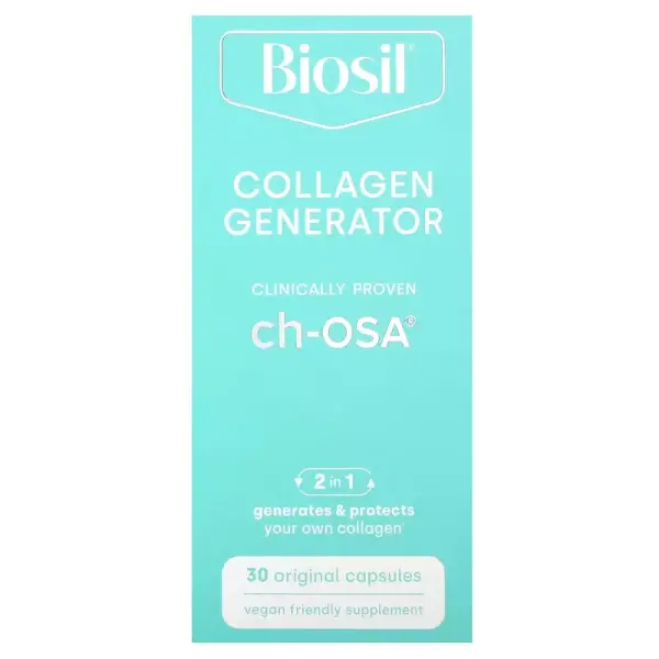 BioSil (Биосил генератор коллагена), активатор коллагена, Collagen Generator, Natural Factors, 30 вегетарианских капсул  - Фото 1
