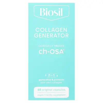 BioSil (Биосил генератор коллагена), Активатор коллагена, Collagen Generator, Natural Factors, 60 вегетарианских капсул 
