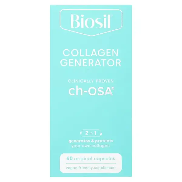 BioSil (Биосил генератор коллагена), Активатор коллагена, Collagen Generator, Natural Factors, 60 вегетарианских капсул  - Фото 1