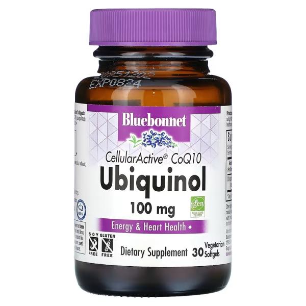 Убіхінол, CellularActive CoQ10 Ubiquinol, Bluebonnet Nutrition, 100 мг, 30 вегетаріанських капсул - Фото 1
