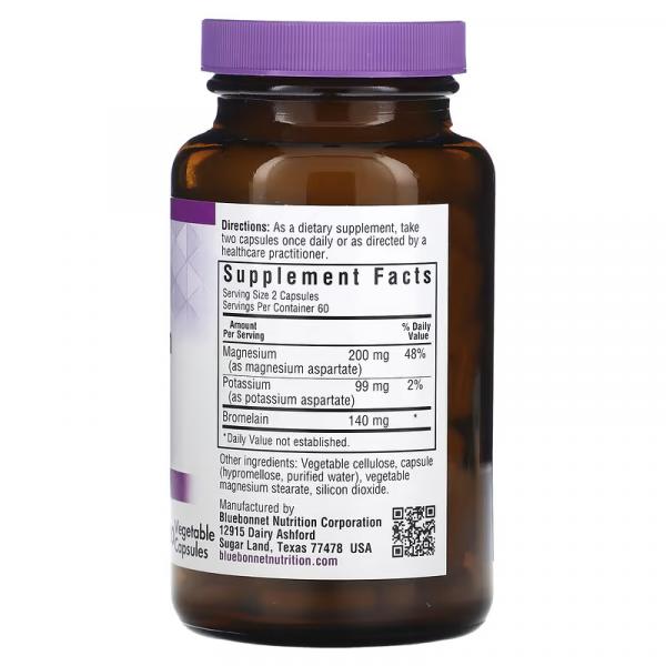 Магний и калий бромелаин, Magnesium Potassium Bromelain, Bluebonnet Nutrition, 120 растительных капсул - Фото 2