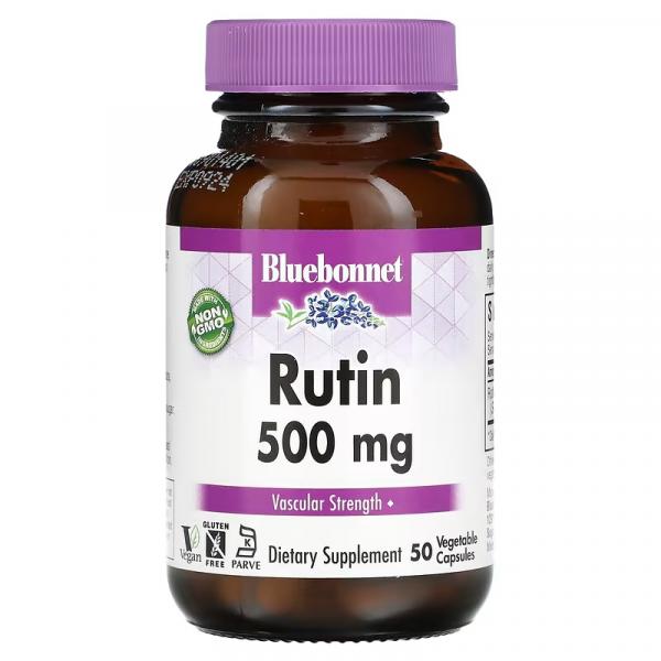 Рутин, Rutin, Bluebonnet Nutrition, 500 мг, 50 вегетарианских капсул - Фото 1
