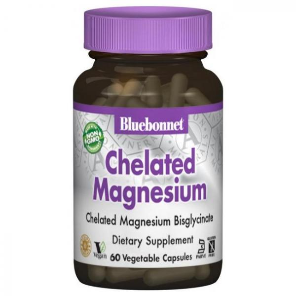 Хелатный Магний, Albion, Bluebonnet Nutrition, 60 растительных капсул