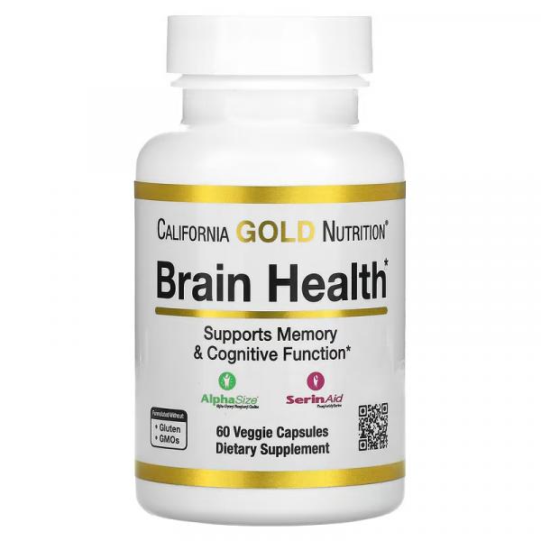 Поддержка работы мозга, Brain Health, California Gold Nutrition, 60 растительных капсул - Фото 1