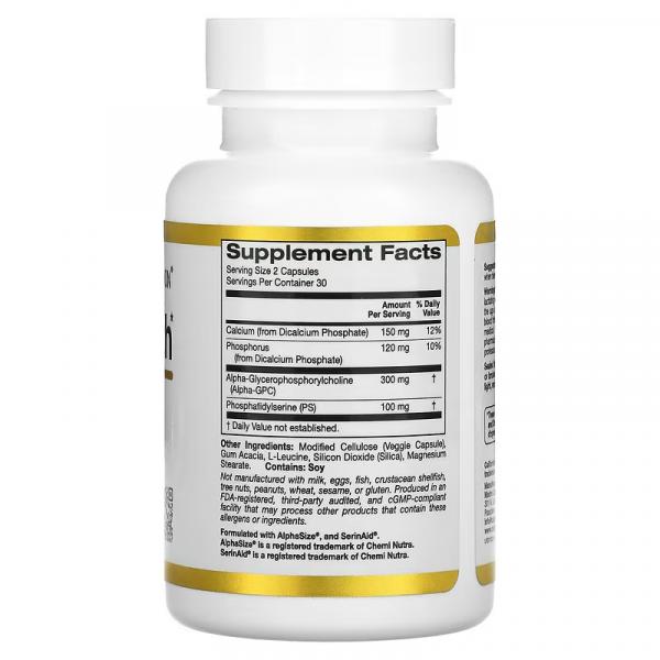 Поддержка работы мозга, Brain Health, California Gold Nutrition, 60 растительных капсул - Фото 2