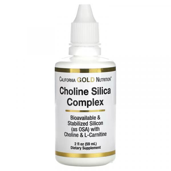 Холиновый и кремниевый комплекс, биологически доступный коллаген для поддержки волос, кожи и ногтей, Choline Silica Complex, California Gold Nutrition, 60 мл - Фото 3