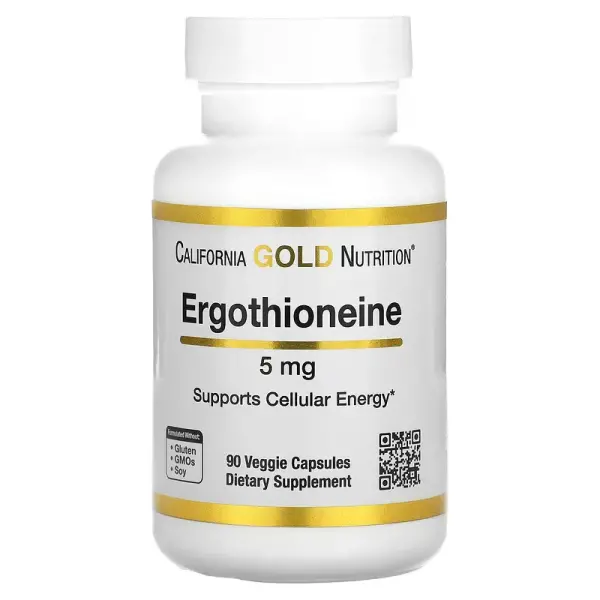  Эрготионеин, Ergothioneine, California Gold Nutrition, 5 мг, 90 вегетарианских капсул - Фото 1