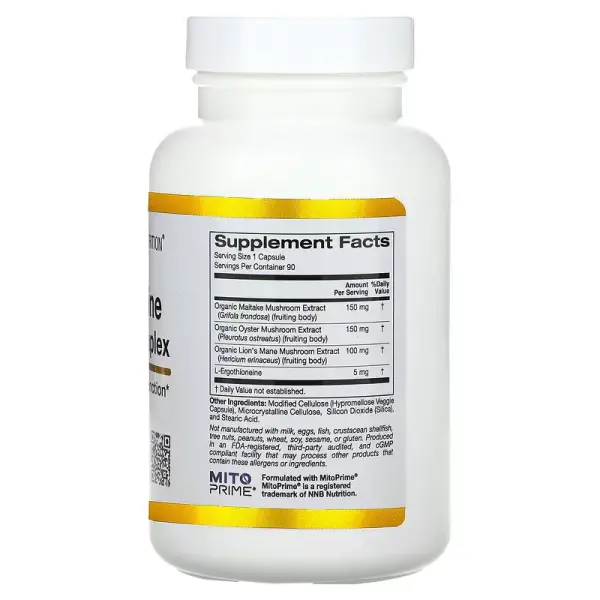Комплекс грибов с эрготионеином, Ergothioneine Mushroom Complex, California Gold Nutrition, 90 растительных капсул - Фото 2
