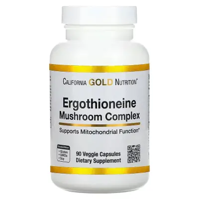 Комплекс грибов с эрготионеином, Ergothioneine Mushroom Complex, California Gold Nutrition, 90 растительных капсул