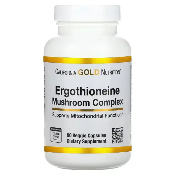 Комплекс грибов с эрготионеином, Ergothioneine Mushroom Complex, California Gold Nutrition, 90 растительных капсул - Фото 1