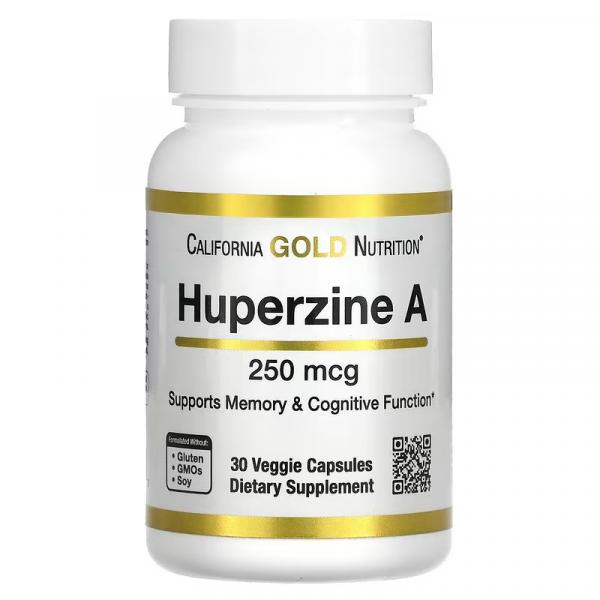 Гуперзин А, Huperzine A, California Gold Nutrition, 250 мкг, 30 растительных капсул - Фото 1