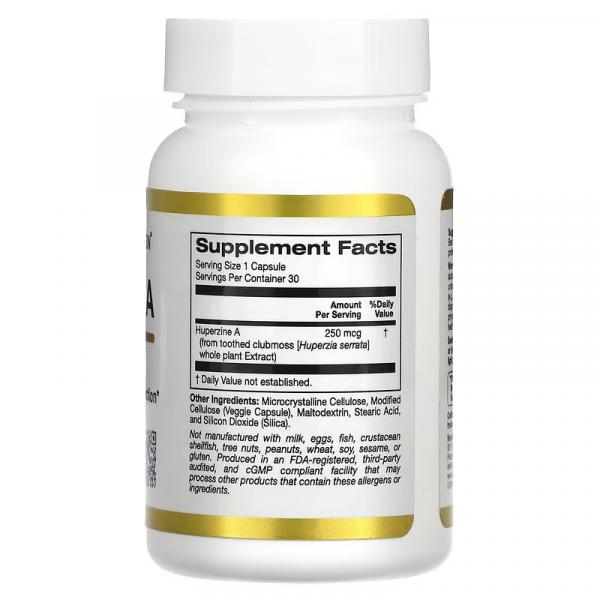 Гуперзин А, Huperzine A, California Gold Nutrition, 250 мкг, 30 растительных капсул - Фото 2