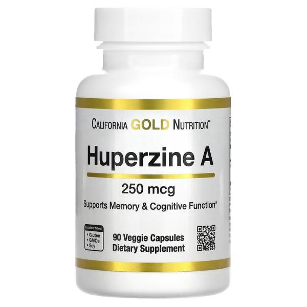 Гуперзин А, Huperzine A, California Gold Nutrition, 250 мкг, 90 растительных капсул - Фото 1