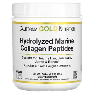 Пептиды из морского коллагена премиального качества, Hydrolyzed Marine Collagen Peptides, California Gold Nutrition, 500 г