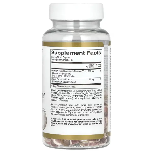 Засіб для зміцнення імунітету й дихальної системи, Immune Respiratory Care, California Gold Nutrition, 30 рослинних капсул - Фото 2