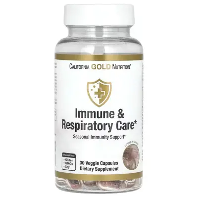 Средство для укрепления иммунитета и дыхательной системы, Immune Respiratory Care, California Gold Nutrition, 30 растительных капсул