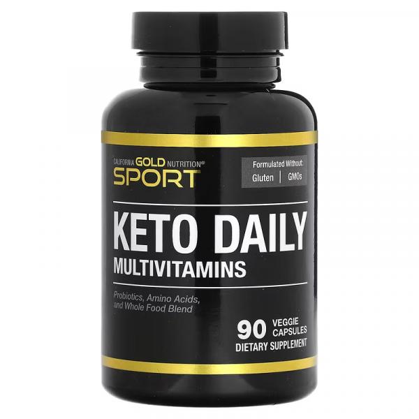 Ежедневные мультивитамины для кетодиеты с зеленым чаем, Keto Daily Multi Vitamins with Green Tea, California Gold Nutrition, 90 растительных капсул - Фото 1
