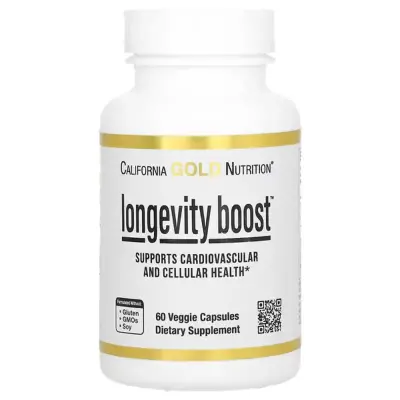 Поддержка долголетия Longevity Boost, California Gold Nutrition, 60 растительных капсул
