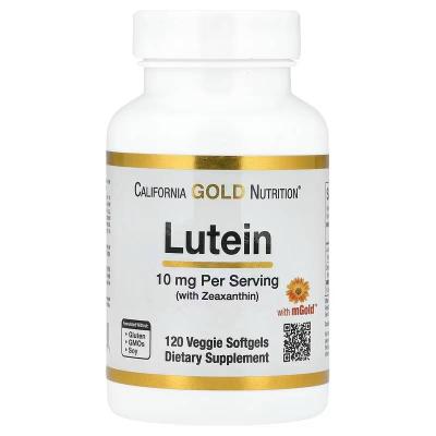 Лютеин с зеаксантином из экстракта бархатцев California Gold Nutrition, Lutein with Zeaxanthin from Marigold Extract, 10 мг, 120 растительных капсул