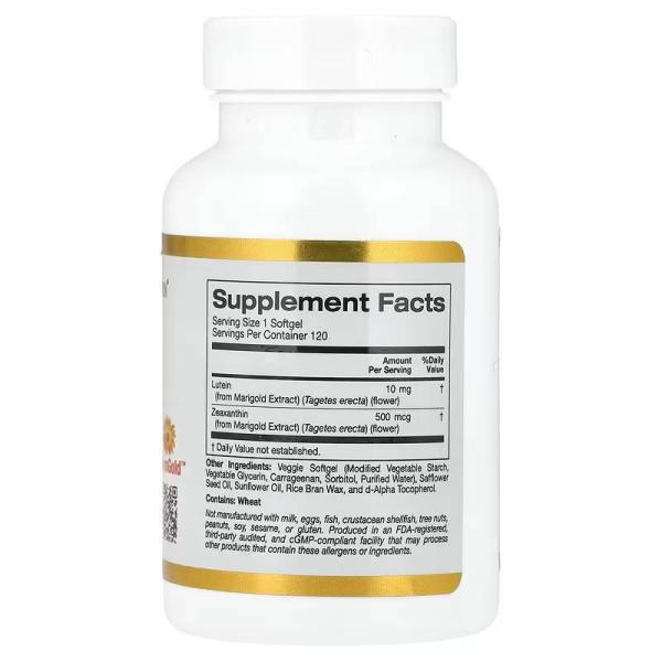 Лютеїн із зеаксантином з екстракту чорнобривців California Gold Nutrition,, Lutein with Zeaxanthin from Marigold Extract, 10 мг, 120 рослинних капсул - Фото 2