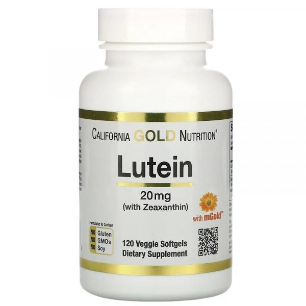 Лютеин с зеаксантином, Lutein with Zeaxanthin, California Gold Nutrition, 20 мг, 120 мягких таблеток  - Фото 1