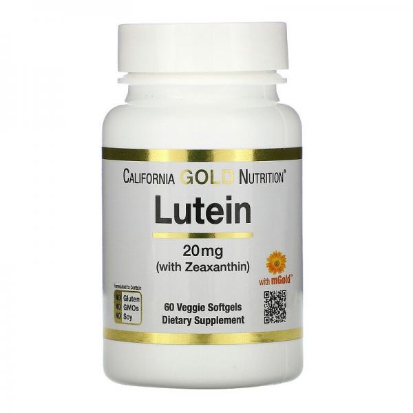 Лютеин с зеаксантином, Lutein with Zeaxanthin, California Gold Nutrition, 20 мг, 60 мягких таблеток - Фото 1