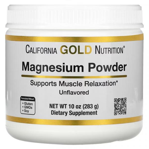 Магний в растворимом порошке с нейтральным вкусом, Magnesium Powder Unflavored, California Gold Nutrition, 283 г - Фото 1