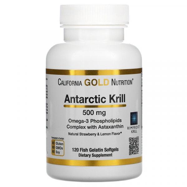 Масло криля с астаксантином, Krill Oil, with Astaxanthin, California Gold Nutrition, 500 мг, 120 капсул - Фото 1