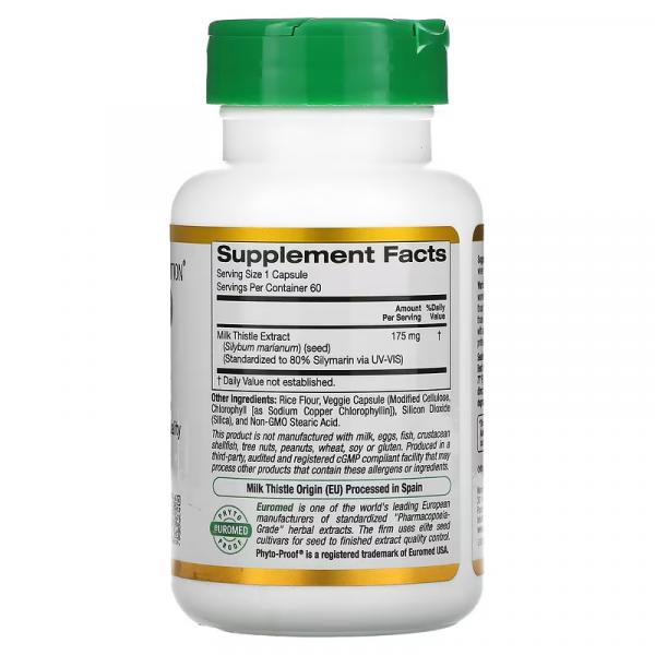 Экстракт расторопши, Milk Thistle Extract, California Gold Nutrition, EuroHerbs, 175 мг, 60 растительных капсул - Фото 2
