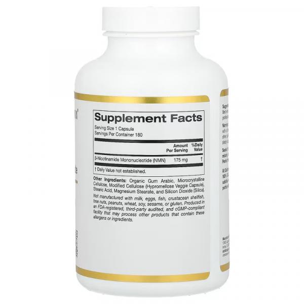 Никотинамид мононуклеотид, NMN (Nicotinamide Mononucleotide), California Gold Nutrition, 175 мг, 180 растительных капсул - Фото 2