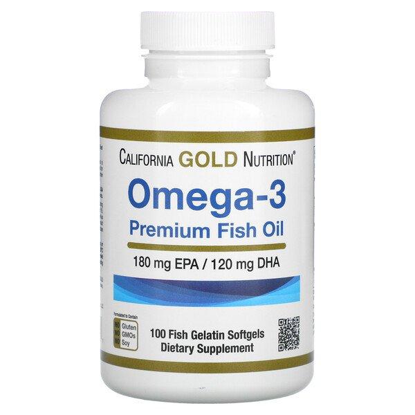 Рыбий жир премиум, Omega-3, Fish Oil, California Gold Nutrition, 100 капсул - Фото 1