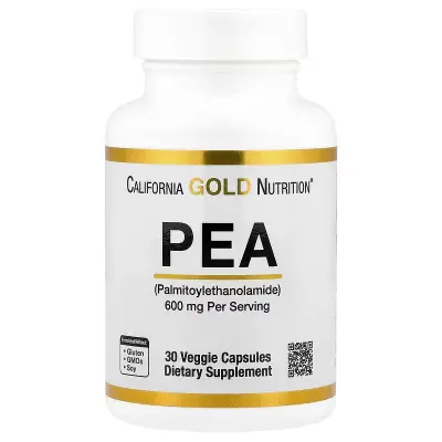 ПЭА (пальмитоилетаноламид), PEA (Palmitoylethanolamide), California Gold Nutrition, 600 мг, 30 вегетарианских капсул (300 мг в капсуле)