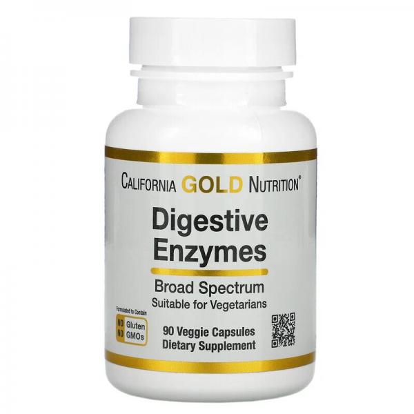 Пищеварительные ферменты, Digestive Enzymes, California Gold Nutrition, 90 капсул  - Фото 1