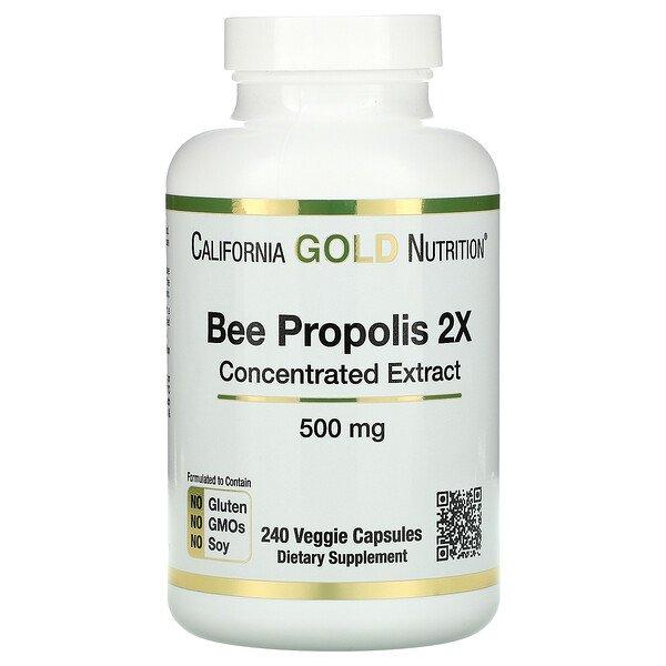 Пчелиный прополис 2Х, California Gold Nutrition, 500 мг, 240 капсул - Фото 1