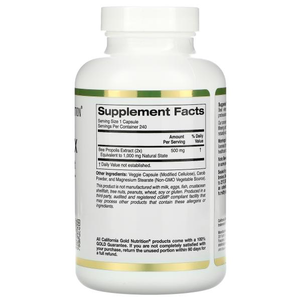 Пчелиный прополис 2Х, California Gold Nutrition, 500 мг, 240 капсул - Фото 2