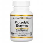 Протеолитические ферменты широкого спектра, Proteolytic Enzymes, California Gold Nutrition, 90 растительных капсул с отсроченным высвобождением - Фото миниатюра 1