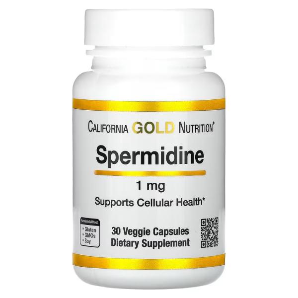 Спермидин, экстракт ростков риса, Spermidine Rice Germ Extract, California Gold Nutrition, 1 мг, 30 растительных капсул - Фото 1