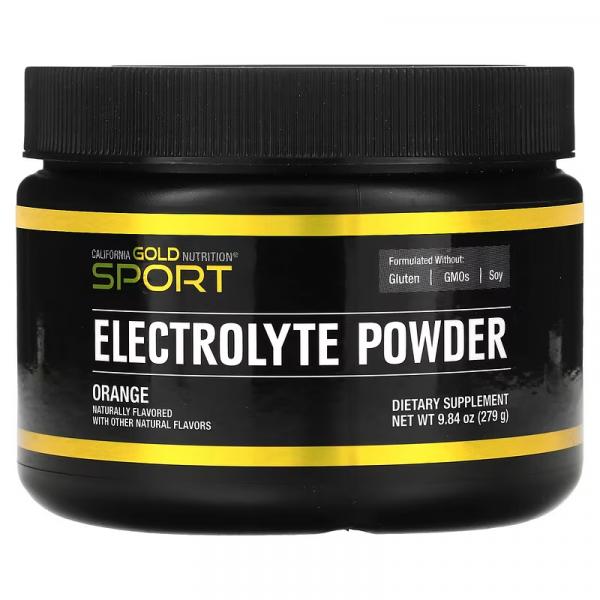 Электролитный порошок, натуральный вкус апельсина, Electrolyte Powder Natural Orange, California Gold Nutrition, SPORT, 279 г - Фото 1