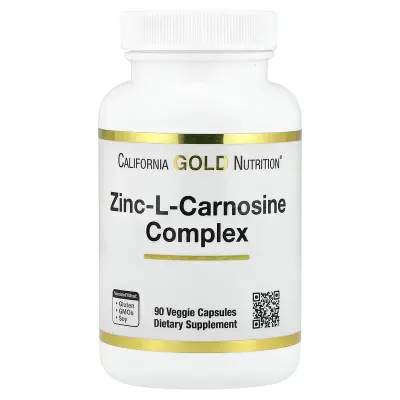 Цинк-L-карнозин, Zinc-L-Carnosine Complex, California Gold Nutrition, 90 рослинних капсул