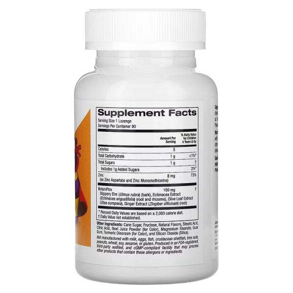 Пастилки цинк плюс для детей, натуральный мандариновый вкус, Zinc Plus Lozenge for Children Natural Tangerine Flavor, California Gold Nutrition, 90 пастилок - Фото 2