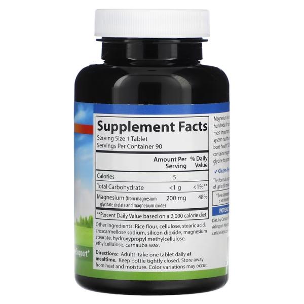 Хелатный глицинат магния, Chelated Magnesium Glycinate, Carlson, 200 мг, 180 таблеток - Фото 2
