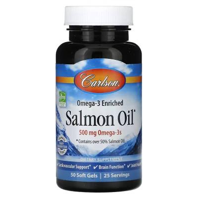 Жир лосося, обогащенный омега-3 Carlson, Omega-3 Enriched Salmon Oil, 50 капсул