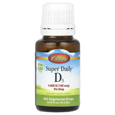 Вітамін D3, Vitamin D3, Carlson, 4000 МО, 10,3 мл