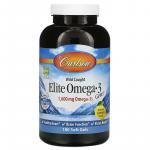 Омега-3, Elite Omega-3, Carlson Labs, вкус лимона, 800 мг, 180 капсул - Фото миниатюра 1